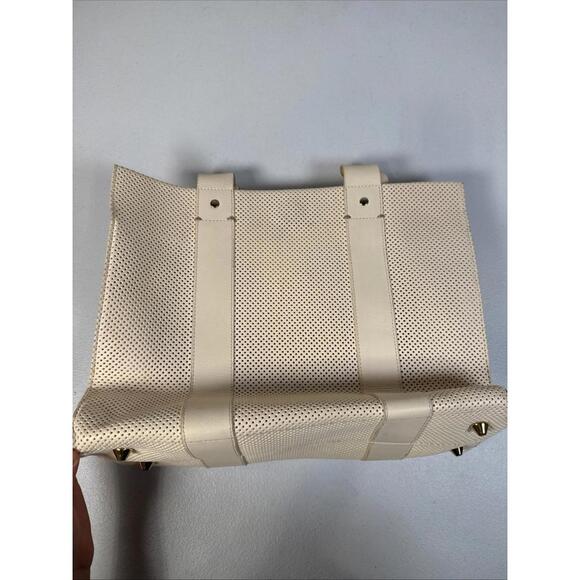 Clare V. Noemie Beige Perforated Handbag Tote with Stain - Picture 9 of 12